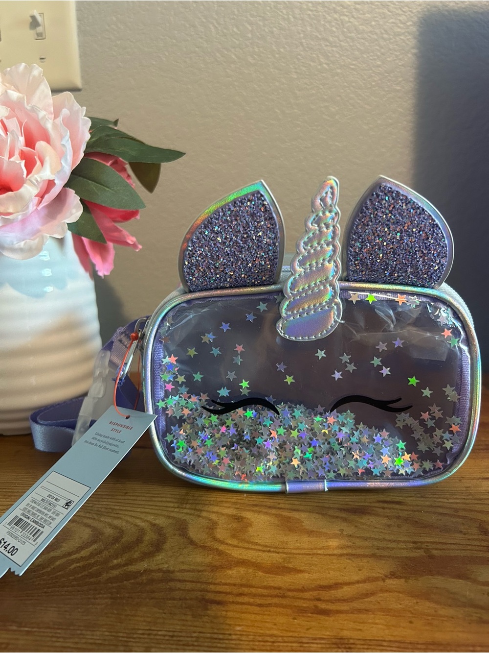 Cat & Jack Iridescent Purple Unicorn Crossbody Bag